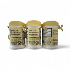 3 Biopure Antibacterial Travel Size Hand Wipes Keychain (Honey Wildflower Scent)