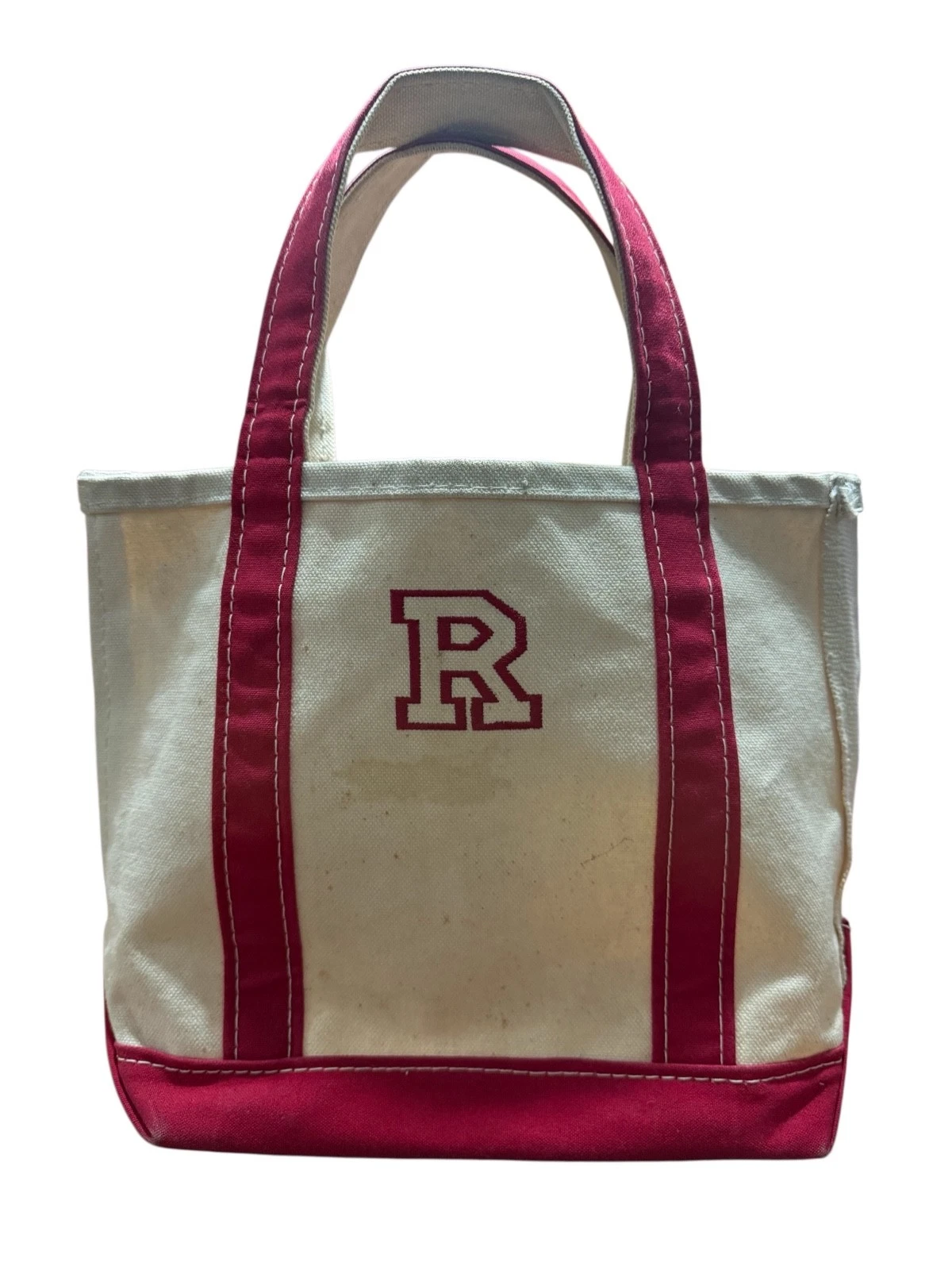 Vintage LL Bean Boat and Tote Canvas Bag Red Trim Small Size USA