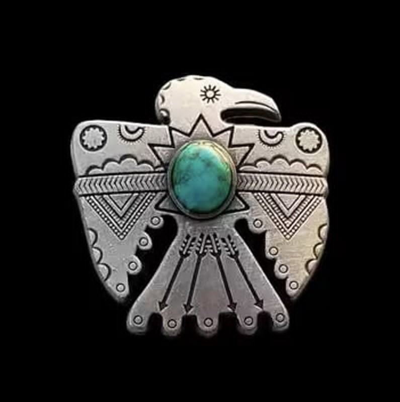 Western Equestrian Cowboy Tack Thunderbird Antique. Silver Conchos W/Turquoise 6