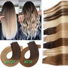 Tape In Remy Human Hair Extensions Invisible Seamless Skin Weft Ombre 6/20 24in — photo 8