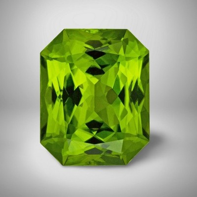 Peridot Emerald Cut Gemstone 2 Cts - 10x8 mm VVS Loose Gem #