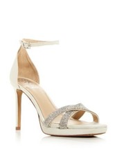 VINCE CAMUTO Womens Ivory Crossover Crystal Kalvira Stiletto Heeled Sandal 9.5 M