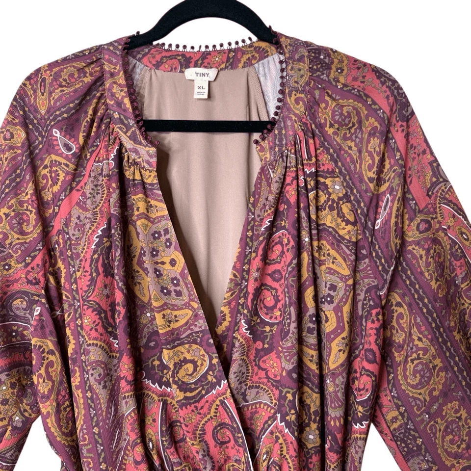 Anthropologie Tiny Odetta Paisley Long Slv Dress Sz XL Upscale Boho, Occassion - Image 3 of 4