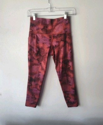 Athleta Salutation Stash 7/8 Tight Leggings Red Burgundy Printed Size XS