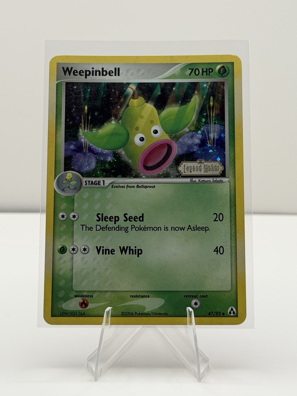 Pokemon Card - Weepinbell Legend Maker 47/92 Reverse Holo Stamped LP