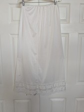 Vintage Silky Soft Lacy Long White Half Slip Length 41" Size Large USA
