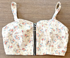 Wild Fable Floral Zip Up Corset Crop Top Adjustable Straps Size S Small