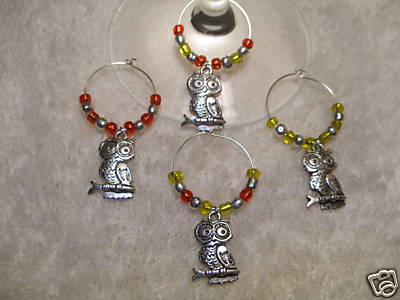 4 OWL Wine Glass Charms! CHI OMEGA, KAPPA KAPPA GAMMA