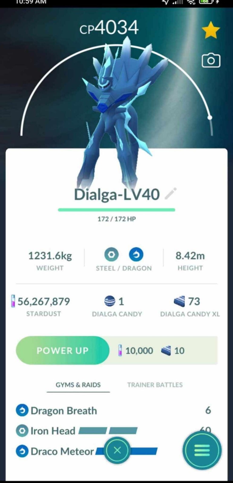 Pokemon Dialga (Origin) LV40 3moves GO TRA'DE 20k Or 1 Mill Dust
