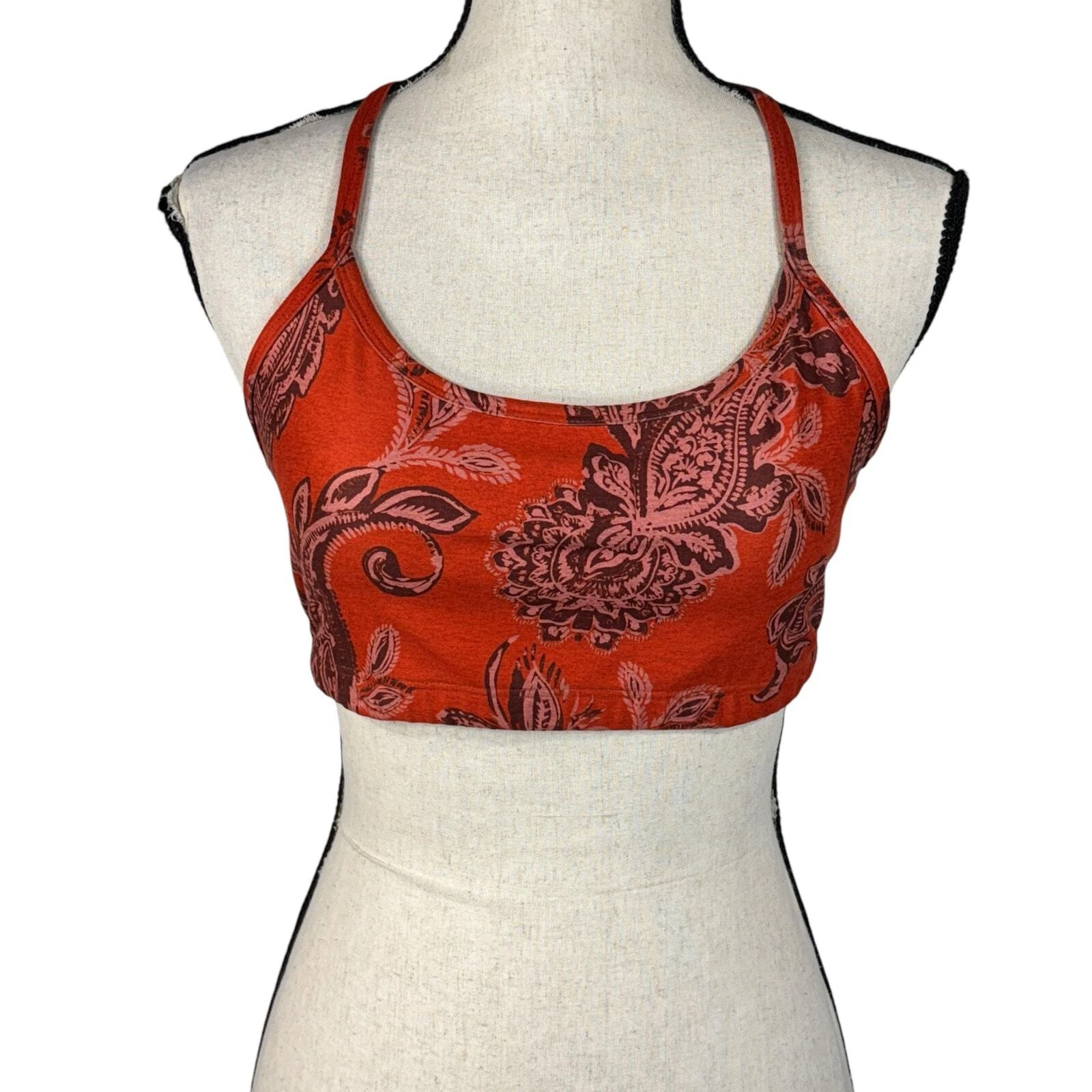 beyond-yoga slim racerback paisley stretch keyhole lined tank-bra
