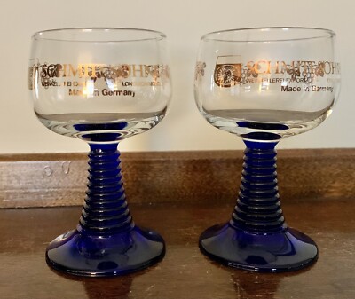 4 - Luminarc Roemer France Green Ribbed Stem Glass Wine Goblets Schmitt-Sohne