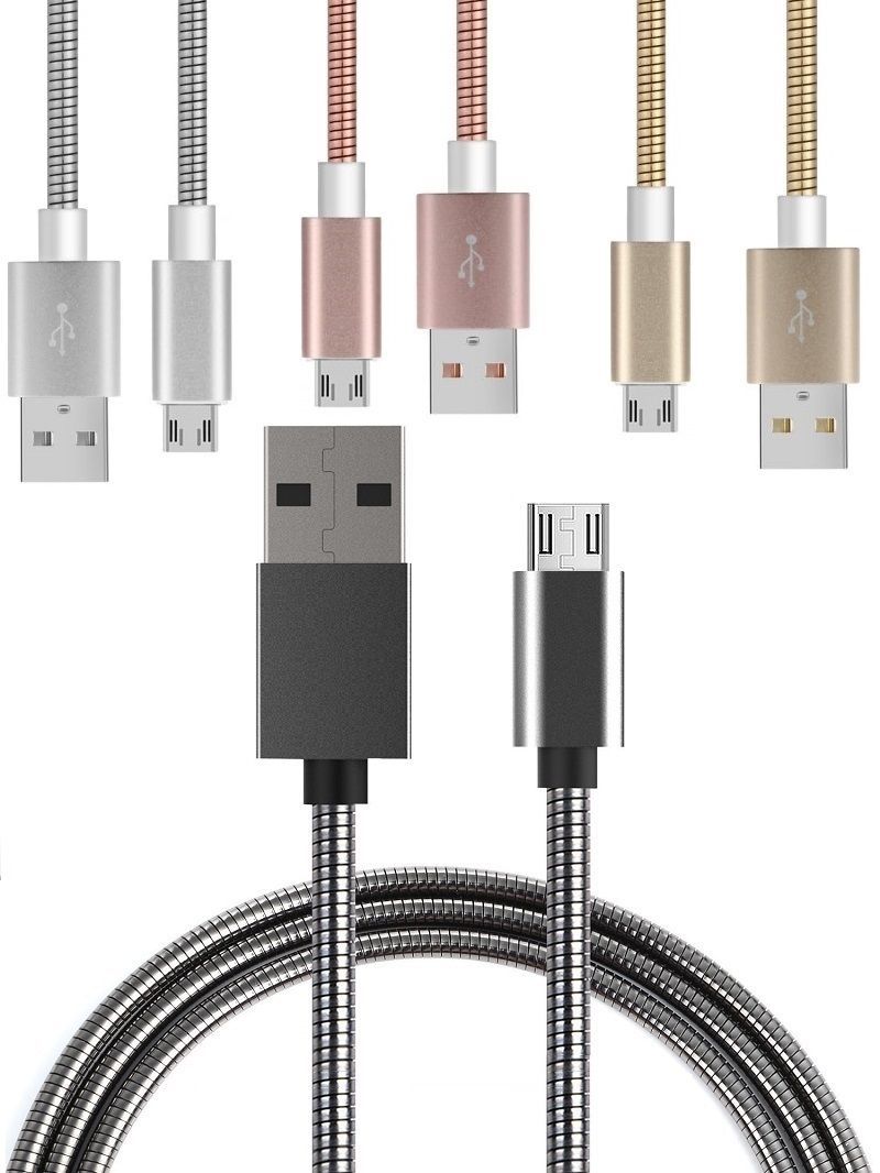 Heavy Duty Metal Braided Micro USB Charger Cable For Samsung Sony Android  Phones