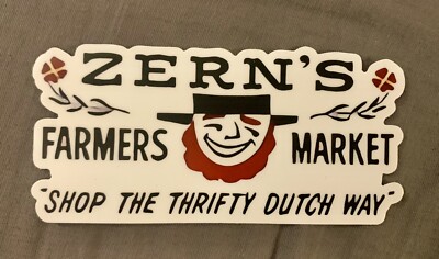 ZERN S FARMER s MARKET VINYL DECAL/STICKER 2x4.5  HIGH QUALITY GILBERTSVILLE, PA