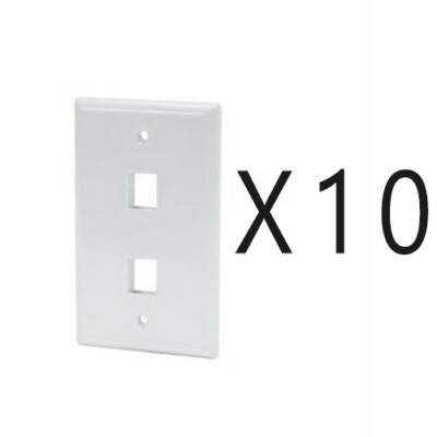 10 Pack Lot - Keystone 2 Hole Port Jack Wall Face Plate Network CAT5e CAT6 White