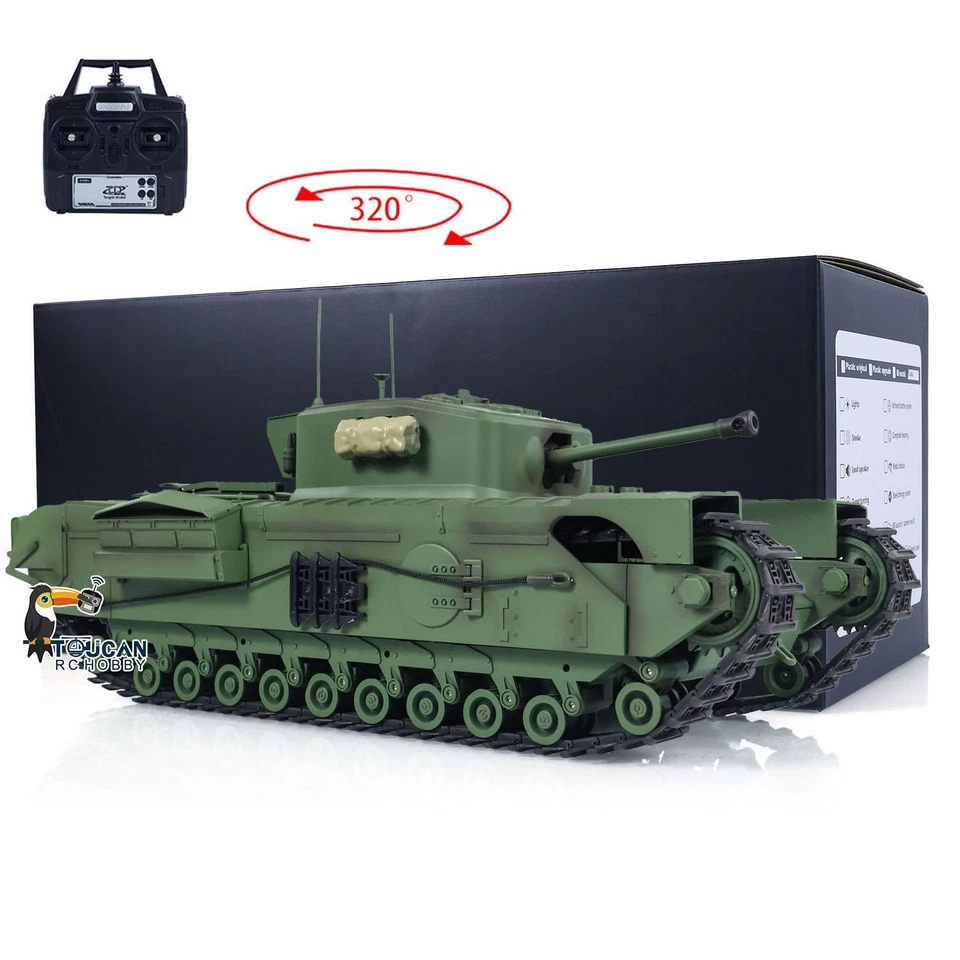 1/16 Tongde RC Tank Churchill Mk.VII Electric Infrared Battle Toys Barrel Recoil - Image 4 of 4