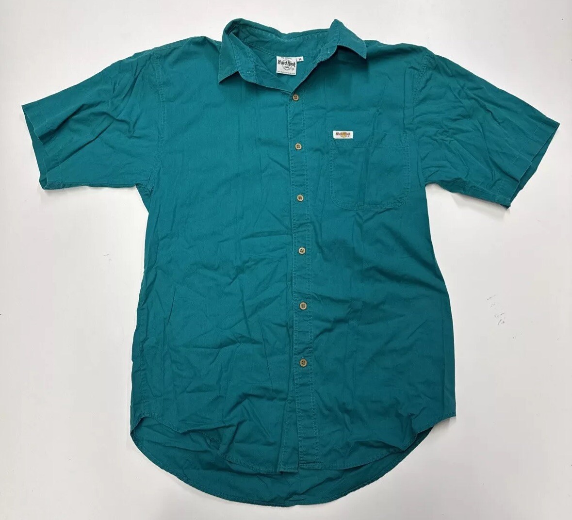 Vintage Hard Rock Cafe Acapulco Green Polo Button Up Shirt Size Medium