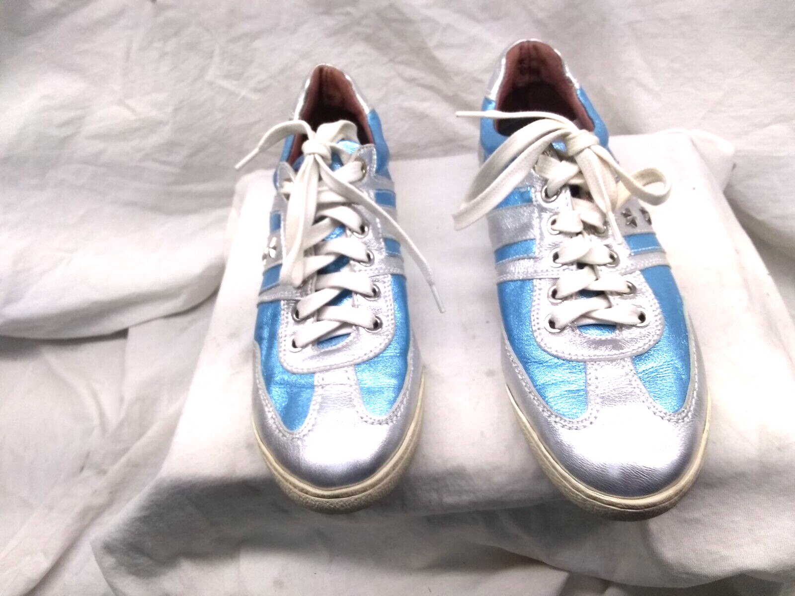 PANTOFOLA D’ORO Pantofola d'Oro donna sneakers basse argento blu stringate super star tg 8 ottime
