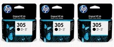 Image of 3x HP Original 305 Black Ink Cartridges For ENVY 6420e Inkjet Printer, 3YM61AE