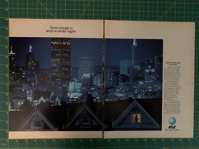 1987 Vintage AT&T Phone The Right Choice Cityscape San Fancisco Print Ad K1
