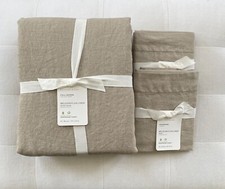 Pottery Barn BELGIAN FLAX LINEN Duvet Full Queen  Standard Shams Dark Flax NWT