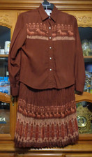 Banjo Dallas Texas Women's Western Outfit Vintage Top  Skirt MEDIUM Made In USA