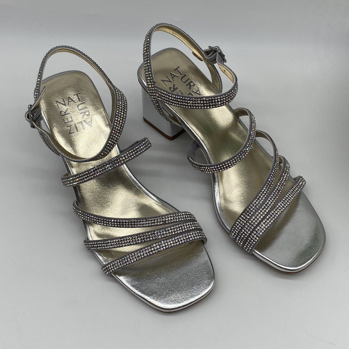 Naturalizer Niko Ankle Strap formal Sandals in silver rhinestone size  NEW