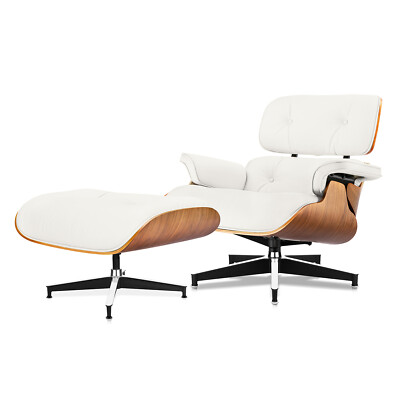 Mid-Century Pro Tall Eames Lounge Chair Swivel Armchair Recliner w/ Ottoman Set