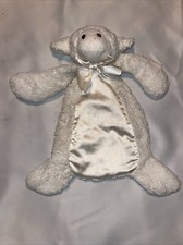 Bearington Baby Lamb Lovey Security Blanket Ivory Edgehill Plush SATIN ,pocket