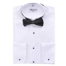 Berlioni Men's Wing Tip Collar Tuxedo Bow-tie Dress Shirt White