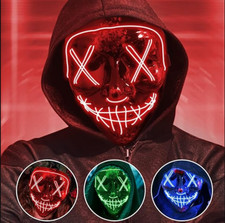 Halloween scary Purge LED Light Up Mask Cosplay Costume Masks Party Props UK_