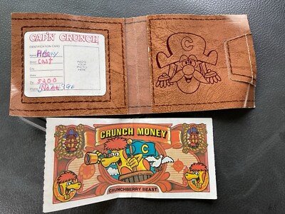 Cap'n Crunch | Vintage Paper Wallet & Crunch Money | 1982 | Quaker
