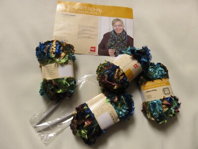 Neu - Strick-Set Schal + 4 x 50g Strickgarn + Nadel + Anleitung - Nr. 2