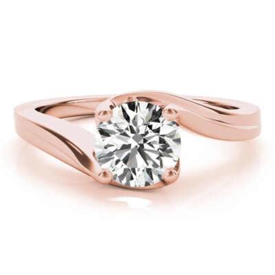 1.00 Ct Round Cut Lab Created Diamond Engagement Ring 14K Solid Rose Gold B