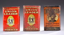 2 - Vintage Union Leader Tobacco Pocket Tins + Sir Walter Raleigh Tin - Empty