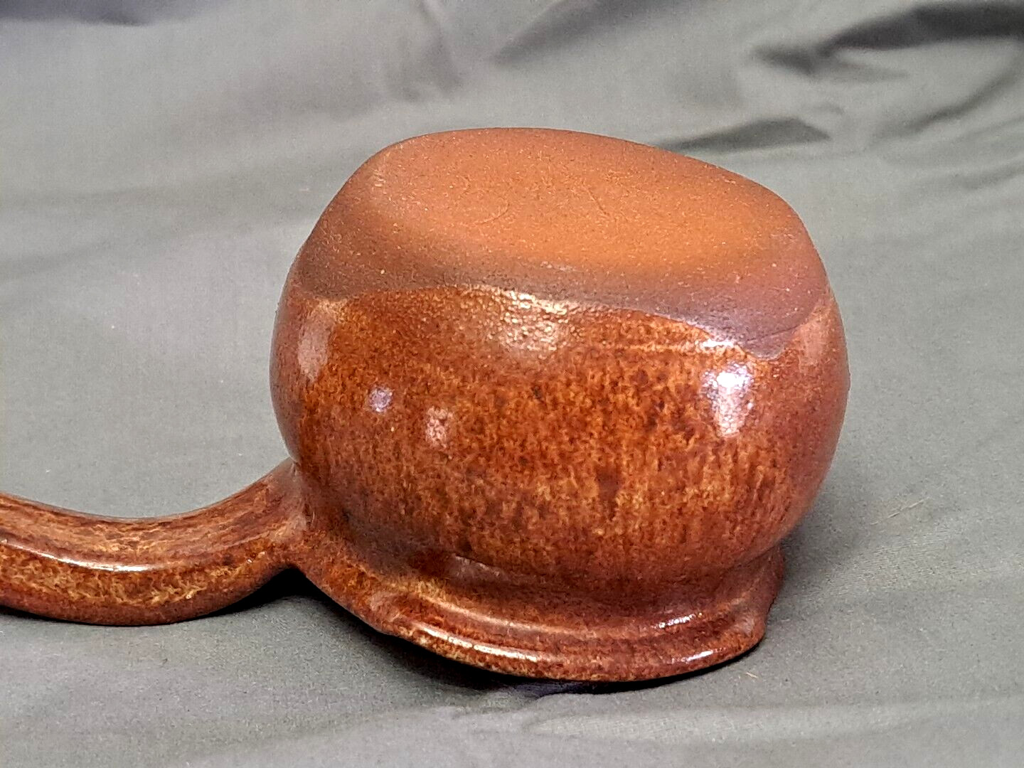 Vintage Stoneware Pottery Ladle Drip Glazed Redish Brown 10" Holds 7 oz! NICE!