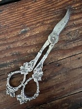 Vintage Ornate Sterling Silver Grape Shears Scissors