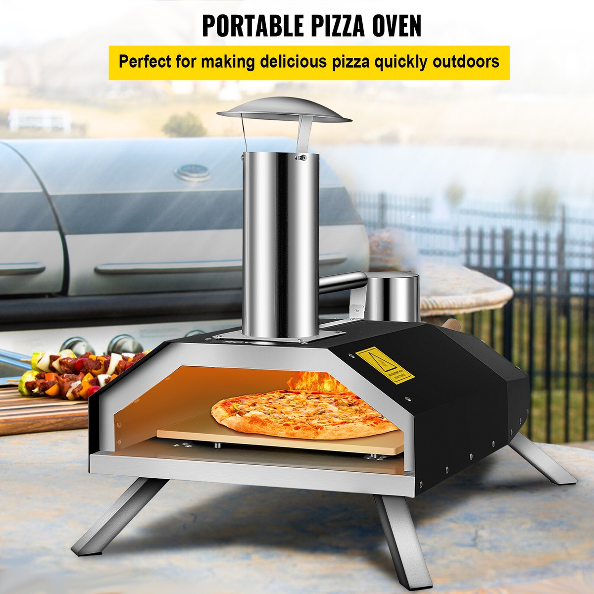 12u0026#034; Pizza Oven Wood Fired Pellet Portable Tabletop BBQ Smoker Outdoor  Garden | eBay