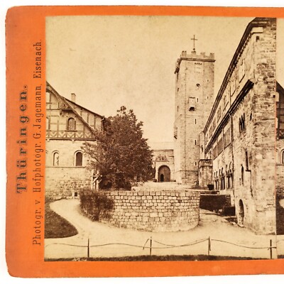 Wartburg Castle Tower & Courtyard Stereoview c1870 Eisenach Germany Photo B2330