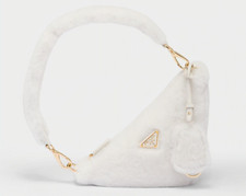 Prada Shearling Mini-Bag New With Tags White With Neiman Marcus Receipt