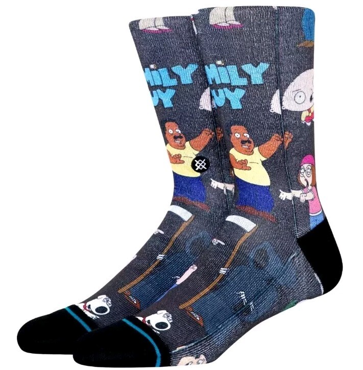 STANCE x Family Guy Casual Crew Socks sz L Large (9-13) Black