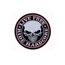 Biker Chopper Ride Hardcore Live Free Skull Totenkopf Aufbügler Aufnäher Patch