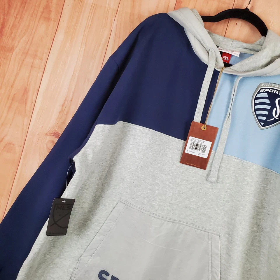Mitchell & Ness Mens Tie Breaker Hoodie Sz 2XL Gray Cotton Sporting Kansas City - Image 2 of 4