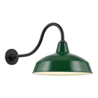 Hampton Bay Easton 14 in. 1-Light Hunter Green Barn Outdoor Wall Light Lantern