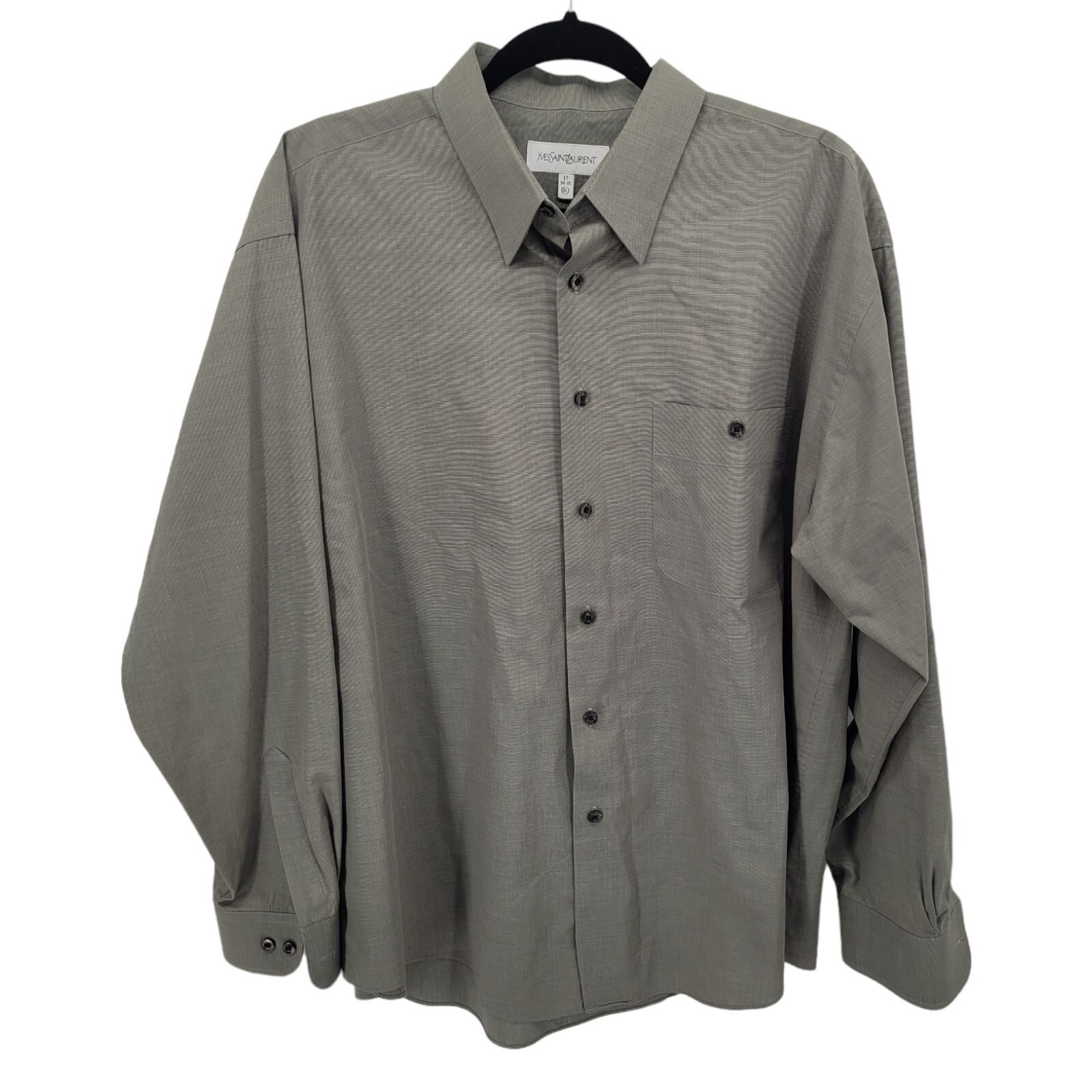 Abito camicia Yves Saint Laurent uomo taglia XL grigio bottoni davanti misto cotone