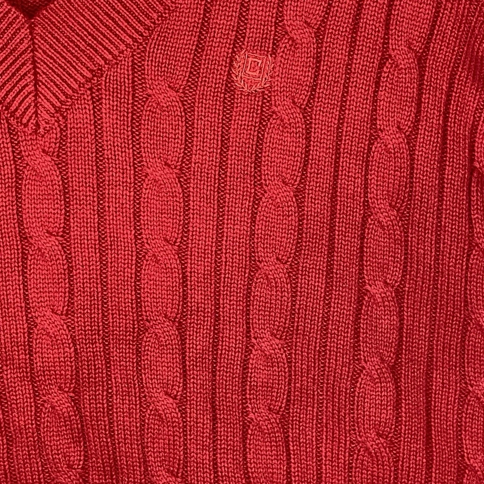 De Colección Chaps Ralph Lauren Mujer 3X Rojo Cable Tejido Suéter Pescador 100% Algodón Foto 2 de 4