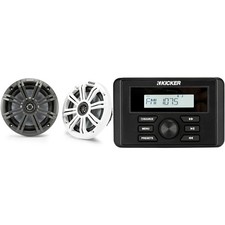 Kicker 46KMC3 Marine Gauge-Style Source  45KM654 6.5" Marine Speakers bundle