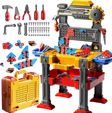 2 in 1 Workbench Tools Toys Set with Sound for Toddlers Aged 3-5, 145 PCS Educat