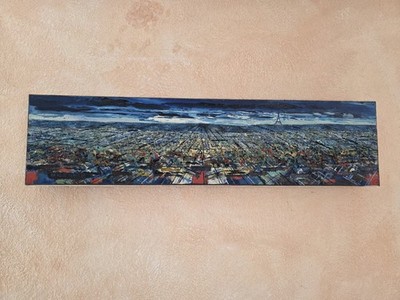 Ölgemälde Paris Panorama 1969 Rae Minelli Mid Century Impasto 80x20cm