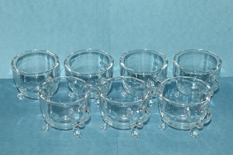 Vintage Viking Princess Clear Footed Punch Cups Set of 7