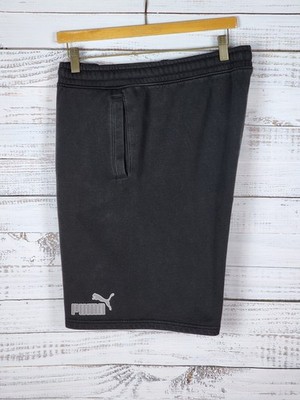 Puma Fleece Sweat Shorts Mens XL Black Athletic Elastic Draw String Pockets